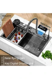Dijital Eviye Seti Ve Bataryası Teknolojik Antrasit Çelik 8 Fonksiyon Yeni Full Set Ithal 75x46cm - 2