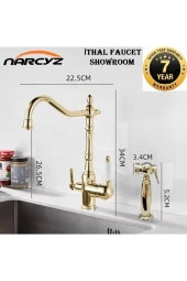 Mutfak Evye Bataryası Dual Flow Su Arıtma Çıkışlı Bide Fiskiyeli Altın Dore 7 Yıl Garantili Ithal thumbnail 1