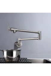 Mutfak Ocak Üstü Musluk Pot Yeni Model Ithal Mat Krom Nikel 7 Yıl Garantili - 4