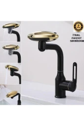 Bankyo Lavabo Mutfak Eviye Bataryası Duş Şelale Siyah/gold 4 Fonksiyonlu Ithal 7 Yıl Garantili - 1