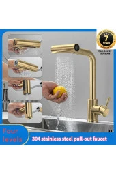 Mutfak Eviye Bataryası Duş Şelale Mat Gold 3 Fonksiyonlu Spiralli Fiskiyeli Ithal 7 Yıl Garantili thumbnail 1