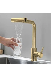 Mutfak Eviye Bataryası Duş Şelale Mat Gold 3 Fonksiyonlu Spiralli Fiskiyeli Ithal 7 Yıl Garantili thumbnail 2