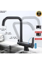 Mutfak Pencere Önü Katlanır Evye Bataryası Su Arıtma Çıkışlı Mat Siyah Yeni 7 Yıl Garantili Ithal thumbnail 1