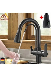 Mutfak Evye Bataryası Kısa Model Su Arıtma Çıkışlı Led Fiskiye Spiralli 7 Yıl Garanti Ithal Siyah thumbnail 1