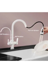 Mutfak Evye Bataryası Smart Dual Flow Su Arıtma Çıkışlı Mat Beyaz Dokunmatik Spiralli 7 Yıl Garanti thumbnail 1