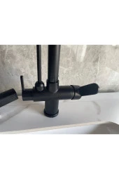 Mutfak Eviye Bataryası Dual Flow Arıtma Çıkışlı Duş Şelale 3 Fonksiyon Mat Siyah Ithal 7 Yıl Garanti thumbnail 3