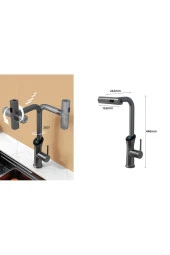 Dijital Mutfak Eviye Bataryası Duş Şelale Antrasit 3 Fonksiyonlu Fiskiyeli Ithal 7 Yıl Garantili thumbnail 6