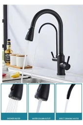Mutfak Evye Bataryası Dual Flow Su Arıtma Çıkışlı Spiralli Fiskiyeli 7 Yıl Garantili Ithal Mat Siyah thumbnail 2