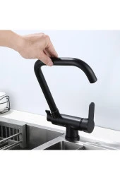 Mutfak Pencere Önü Katlanır Evye Bataryası Su Arıtma Çıkışlı Mat Siyah Yeni 7 Yıl Garantili Ithal thumbnail 4