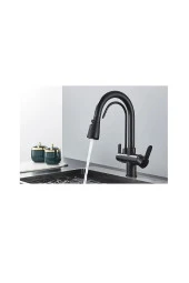 Mutfak Evye Bataryası Kısa Model Su Arıtma Çıkışlı Led Fiskiye Spiralli 7 Yıl Garanti Ithal Siyah thumbnail 2