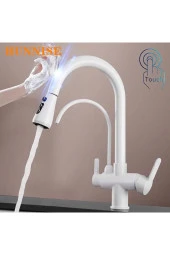 Mutfak Evye Bataryası Smart Dual Flow Su Arıtma Çıkışlı Mat Beyaz Dokunmatik Spiralli 7 Yıl Garanti thumbnail 3