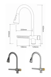 Mutfak Evye Bataryası Şelaleli Yeni Tasarım Dijital Led Fiskiyeli Antrasit Gri 7 Yıl Garantili thumbnail 5