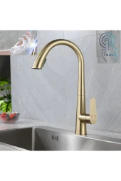 Mutfak Evye Bataryası Mat Gold Smart Dokunmatik Spiralli Fiskiyeli 7 Yıl Garantili İthal thumbnail 1