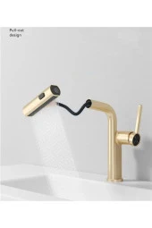 Banyo Lavabo Mutfak Bataryası Duş Şelale 3 Fonksiyonlu Fiskiyeli Spiralli Ithal Mat Gold - 1