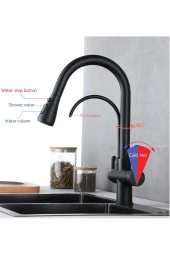 Mutfak Evye Bataryası Su Arıtma Çıkışlı 3 Fonksiyonlu Duş Fiskiyeli Mat Siyah 7 Yıl Garanti Ithal thumbnail 3