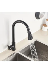 Mutfak Evye Bataryası Yeni İthal 3 Fonksiyonlu Fiskiye Spiralli Mat Siyah 7 Yıl Garanti thumbnail 1