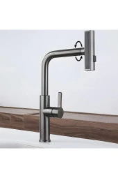 Mutfak Eviye Bataryası Duş Şelale 3 Fonksiyonlu Spiralli Ithal 7 Yıl Garantili Antrasit thumbnail 2