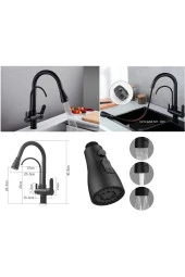 Mutfak Evye Bataryası Su Arıtma Çıkışlı 3 Fonksiyonlu Duş Fiskiyeli Mat Siyah 7 Yıl Garanti Ithal thumbnail 5