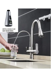 Mutfak Evye Bataryası Dijital Sıcaklık Led Su Arıtma Çıkışlı Mat Krom Nikel Ithal 7 Yıl Garanti thumbnail 1