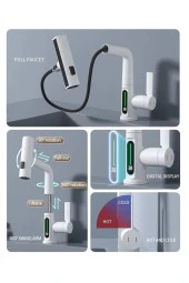 Mutfak Eviye Banyo Lavabo Bataryası Dijital Led Şelale Spiralli Ithal Asansörlü 4 Fonksiyonlu thumbnail 2