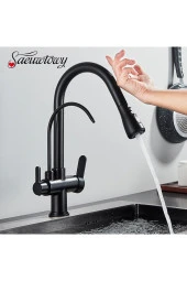 MUTFAK EVYE BATARYASI DUAL FLOW SU ARITMA ÇIKIŞLI DOKUNMATİK SMART FİSKİYE YENİ MAT SİYAH - 2