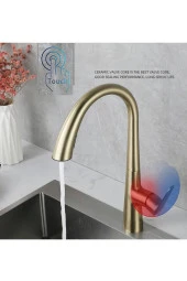 Mutfak Evye Bataryası Mat Gold Smart Dokunmatik Spiralli Fiskiyeli 7 Yıl Garantili İthal thumbnail 5