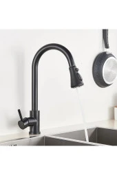 Mutfak Evye Bataryası Yeni İthal 3 Fonksiyonlu Fiskiye Spiralli Mat Siyah 7 Yıl Garanti thumbnail 6