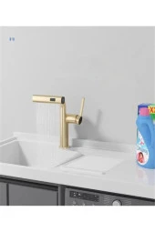 Banyo Lavabo Mutfak Bataryası Duş Şelale 3 Fonksiyonlu Fiskiyeli Spiralli Ithal Mat Gold - 6