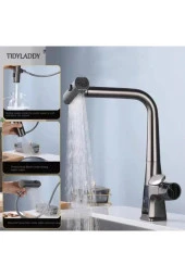 MUTFAK EVİYE BATARYASI DİJİTAL SICAKLIK EKRAN ŞELALE FİSKİYELİ SPİRALLİ İTHAL ANTRASİT thumbnail 4