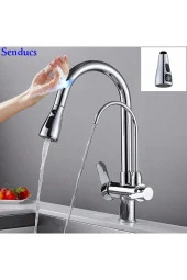 Mutfak Evye Bataryası Dual Flow Su Arıtma Çıkışlı Dijital Sıcaklık Led Fiskiye Dokunmatik Ithal thumbnail 2