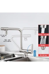 Mutfak Pencere Önü Katlanır Evye Bataryası Su Arıtma Çıkışlı Yeni Mat Krom 7 Yıl Ithal Garantili thumbnail 5