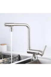 Mutfak Pencere Önü Katlanır Evye Bataryası Su Arıtma Çıkışlı Yeni Mat Krom 7 Yıl Ithal Garantili thumbnail 6