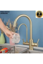 Mutfak Evye Bataryası Dual Flow Su Arıtma Çıkışlı 7 Yıl Garanti Ithal Mat Gold Yeni Ithal thumbnail 1