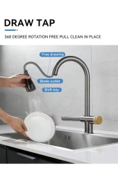 Mutfak Evye Bataryası Şelaleli Yeni Tasarım Fiskiyeli Fonksiyonlu Antrasit Gri 5 Yıl Garantili thumbnail 4