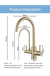 Mutfak Evye Bataryası Dual Flow Su Arıtma Çıkışlı 7 Yıl Garanti Ithal Mat Gold Yeni Ithal thumbnail 4