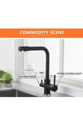 Mutfak Evye Bataryası Dual Flow Tasarım Granit Siyah Yeni 7 Yıl Garantili Ithal thumbnail 2