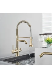 Mutfak Evye Bataryası Dual Flow Su Arıtma Çıkışlı Spiralli Ve Fiskiyeli 7 Yıl Garanti Ithal Mat Gold thumbnail 2