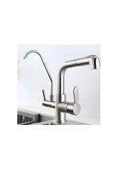 Mutfak Evye Bataryası Dual Flow Su Arıtma Çıkışlı Yeni Mat Krom Nikel 7 Yıl Garantili Ithal thumbnail 2