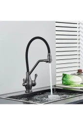 Mutfak Evye Bataryası Dual Flow Su Arıtma Çıkışlı Spiralli Yeni Ürün Antrasit Gri 7 Yıl Garantili thumbnail 1