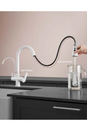 Mutfak Evye Bataryası Dual Flow Su Arıtma Çıkışlı Yeni Tasarım Mat Beyaz Renk 7 Yıl Garantili thumbnail 2