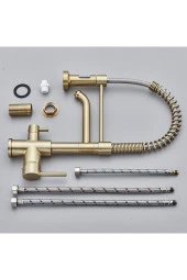 Mutfak Evye Bataryası Dual Flow Su Arıtma Çıkışlı Spiralli Ve Fiskiyeli 7 Yıl Garanti Ithal Mat Gold thumbnail 4