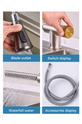 Mutfak Evye Bataryası Şelaleli Yeni Tasarım Fiskiyeli Fonksiyonlu Mat Krom Nikel 7 Yıl Garantili thumbnail 2