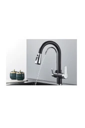 Mutfak Evye Bataryası Dual Flow Kısa Model Su Arıtma Çıkışlı Spiralli 7 Yıl Garanti Ithal Siyah/krom thumbnail 3