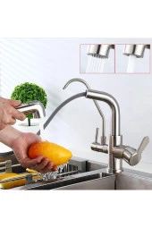 Mutfak Evye Bataryası Dual Flow Su Arıtma Çıkışlı Yeni Mat Krom Nikel 7 Yıl Garantili Ithal thumbnail 3