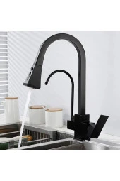 Mutfak Evye Bataryası Dual Flow Su Arıtma Çıkışlı Bas Çek Yeni Mat Siyah 7 Yıl Garantili Ithal thumbnail 5