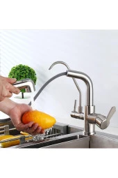 Mutfak Evye Bataryası Dual Flow Su Arıtma Çıkışlı Yeni Mat Krom Nikel 7 Yıl Garantili Ithal thumbnail 5