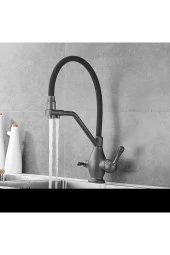 Mutfak Evye Bataryası Dual Flow Su Arıtma Çıkışlı Spiralli Yeni Ürün Antrasit Gri 7 Yıl Garantili thumbnail 3