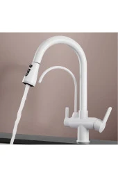 Mutfak Evye Bataryası Dual Flow Su Arıtma Çıkışlı Yeni Tasarım Mat Beyaz Renk 7 Yıl Garantili thumbnail 5