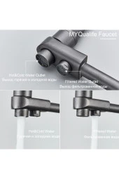 Mutfak Evye Bataryası Dual Flow Su Arıtma Çıkışlı Spiralli Yeni Ürün Antrasit Gri 7 Yıl Garantili thumbnail 4