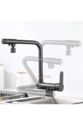 Mutfak Pencere Önü Katlanır Evye Bataryası Su Arıtma Çıkışlı Yeni Mat Siyah 7 Yıl Garantili thumbnail 1